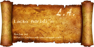 Lacko Adrián névjegykártya